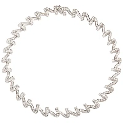Pre-owned Charles Krypell Krypell "apple Peel" 18.50 Carat Diamond Necklace In Platinum In Multi