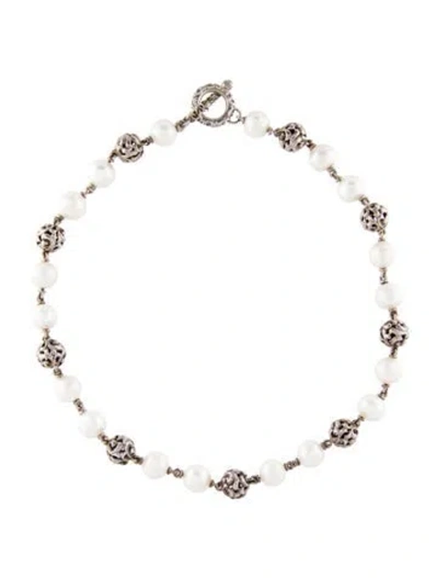 Pre-owned Charles Krypell Pearl & Bead Station Necklace, 16.5" In Multi