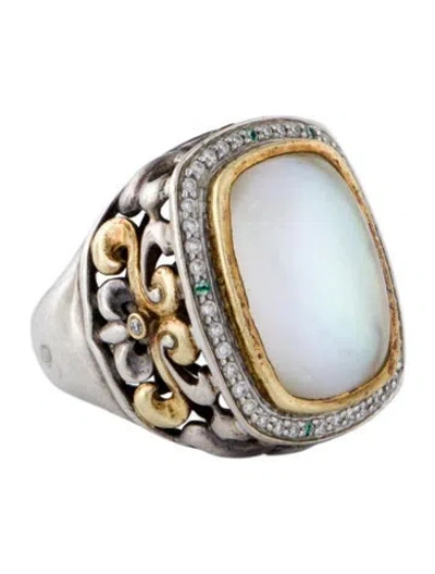 Pre-owned Charles Krypell Quartz Doublet & Diamond Ring In Multi