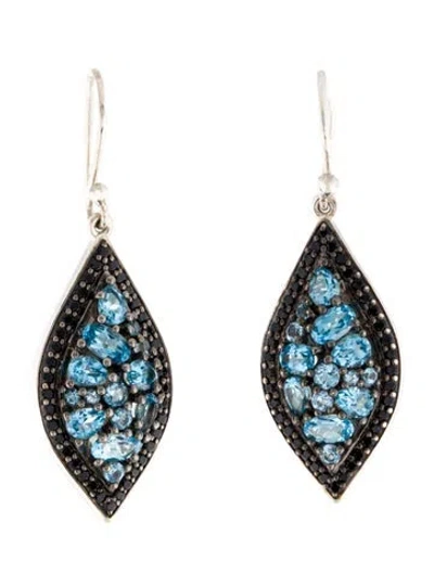 Pre-owned Charles Krypell Sapphire & Topaz Drop Earrings In Multi