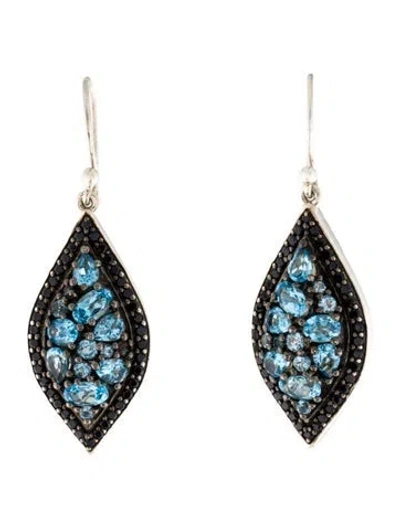 Pre-owned Charles Krypell Sapphire & Topaz Drop Earrings In Multi