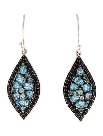 Pre-owned Charles Krypell Sapphire & Topaz Drop Earrings In Multi