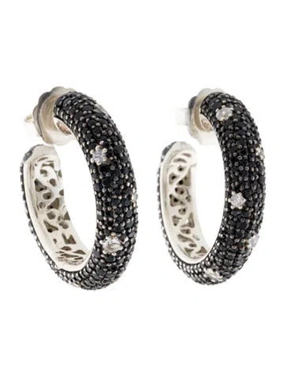 Pre-owned Charles Krypell Sapphire Hoop Earrings In Multi