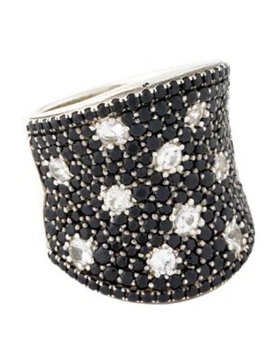 Pre-owned Charles Krypell Sapphire Starlight Concave Cocktail Ring In Multi