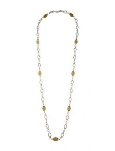 Pre-owned Charles Krypell Smoky Quartz Station Necklace, 38" In Multi
