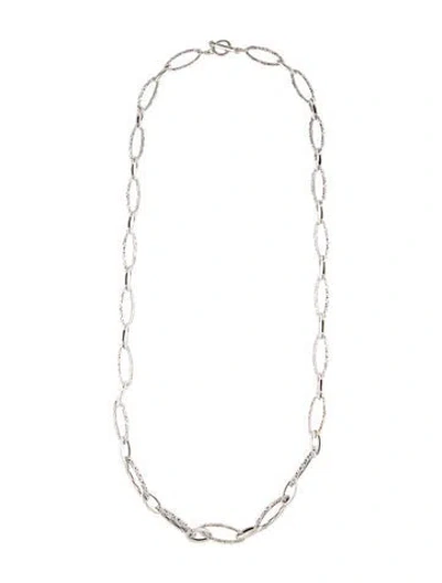 Pre-owned Charles Krypell Textured Marquise Chain Link Necklace, 36.5" In Multi