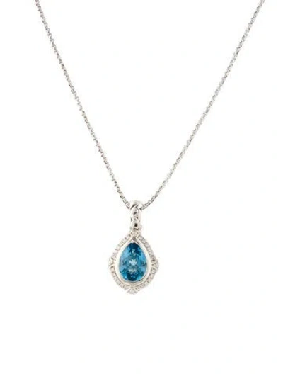 Pre-owned Charles Krypell Topaz & Diamond Pendant Necklace, 17" In Multi