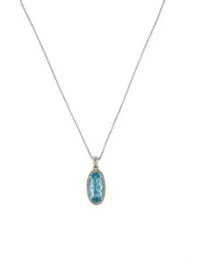 Pre-owned Charles Krypell Topaz & Diamond Pendant Necklace, 17" In Multi