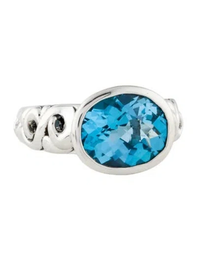 Pre-owned Charles Krypell Topaz & Sapphire Cocktail Ring In Multi