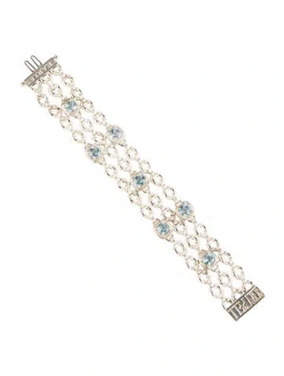 Pre-owned Charles Krypell Topaz Three-row Station Bracelet, 6.5" In Multi
