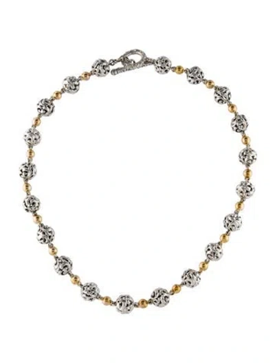 Pre-owned Charles Krypell Two-tone Ball Station Necklace, 19" In Multi