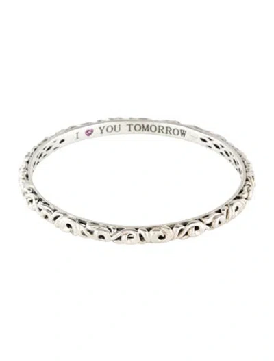 Pre-owned Charles Krypell Vine Motif 'i ♡ You Tomorrow' Bangle Bracelet, 7.75" In Multi