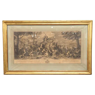 Pre-owned Charles Le Brun Late 18th Century French Lithograph In Giltwood Frame, After  In Brown
