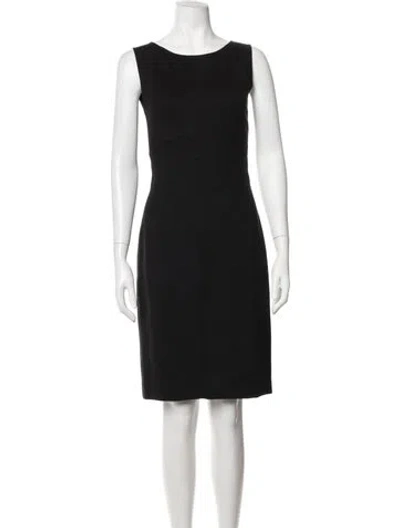 Pre-owned Charles Nolan Bateau Neckline Knee-length Dress In Black