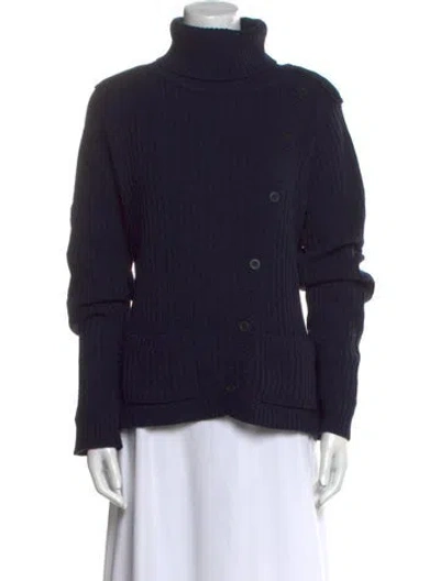 Pre-owned Charles Nolan Merino Wool Turtleneck Sweater In Blue
