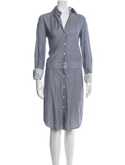 Pre-owned Charles Nolan Striped Knee-length Dress In Blue