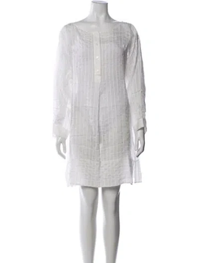 Pre-owned Charles Nolan Striped Mini Dress In White