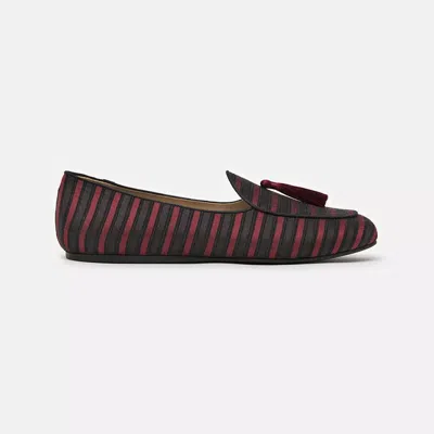 Charles Philip Elegant Pink Silk Loafers With Tassel Detail In Black