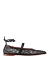 Charles Philip Milano Woman Ballet Flats Black Size 11 Leather, Textile Fibers