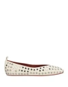 Charles Philip Milano Woman Ballet Flats Off White Size 11 Leather