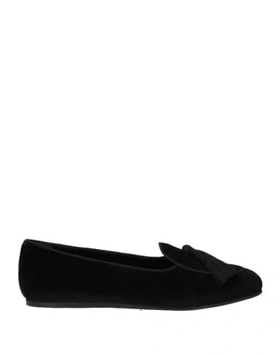 Charles Philip Milano Woman Loafers Black Size 9 Textile Fibers In Black