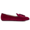 Charles Philip Red Velvet Loafer In Burgundy