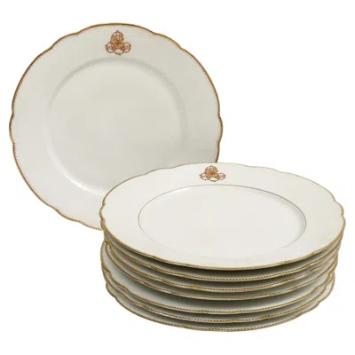 Pre-owned Charles Pillivuyt & Cie French Porcelain Dinner Plates, Set Of 7 In Sand