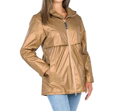 Charles River Apparel Animal Print New Englander Rain Jacket In Gold Leopard In Brown