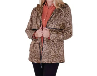 Charles River Apparel Leopard Print New Englander Rain Jacket In Brown