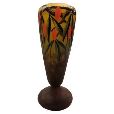 Pre-owned Charles Schneider Vase Sign: Schneider, With Enamel, 1920, Style: Art Deco, (design: Arbousiers) In Black