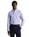 Charles Tyrwhitt Check Non-iron Button-down Oxford Slim Fit Shirt Single Cuff In Purple