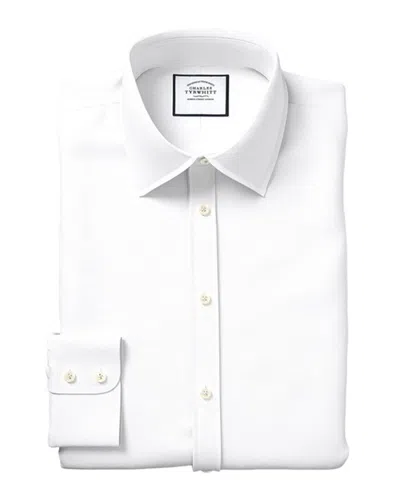 Charles Tyrwhitt Classic Fit Egyptian Lattice Weave Shirt In White