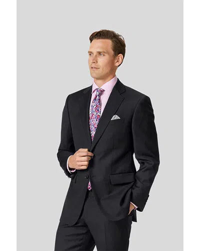 Charles Tyrwhitt Classic Fit Twill Business Wool Suit Jacket In Black