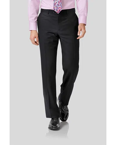Charles Tyrwhitt Classic Fit Twill Business Wool Suit Trouser In Black