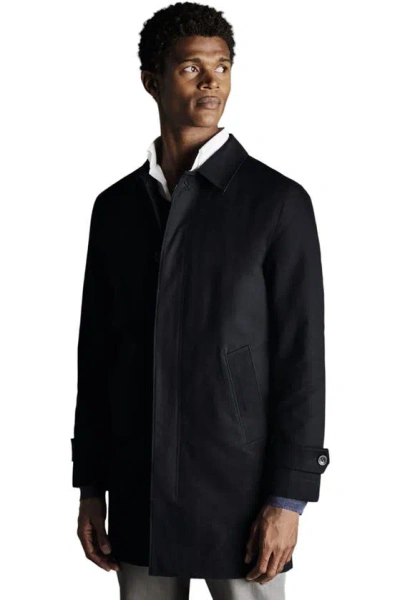 Charles Tyrwhitt Classic Showerproof Cotton Raincoat In Dark Navy
