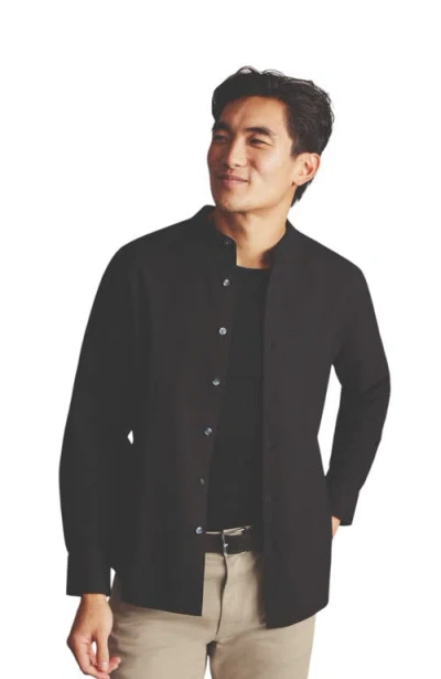 Charles Tyrwhitt Collarless Stretch Washed Oxford In Black