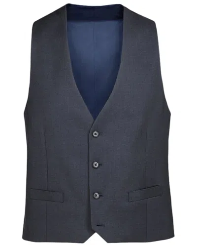 Charles Tyrwhitt Contemporary Fit Adjustable Wool Waistcoat In Blue