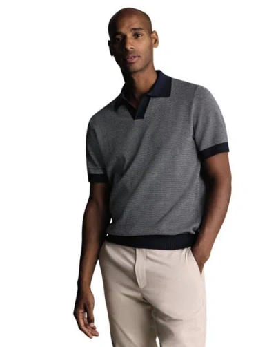 Charles Tyrwhitt Cotton Birdseye Knitted Polo In Gray