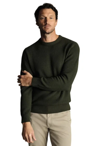 Charles Tyrwhitt Cotton Rib Crew Neck Sweater In Green