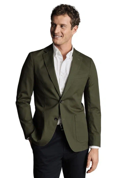 Charles Tyrwhitt Cotton Stretch Slim Fit Jacket In Olive Green
