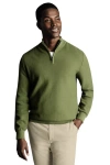 Charles Tyrwhitt Cotton Zip Neck Sweater In Green