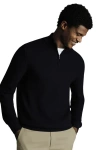 Charles Tyrwhitt Cotton Zip Neck Sweater In Black