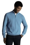Charles Tyrwhitt Cotton Zip Neck Sweater In Blue