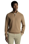 Charles Tyrwhitt Cotton Zip Neck Sweater In Brown