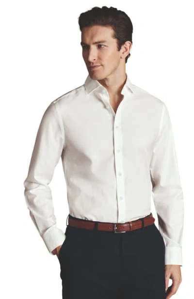 Charles Tyrwhitt Cutaway Collar Non-iron Twill Shirt In Ivory
