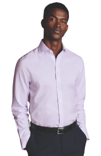 Charles Tyrwhitt Cutaway Collar Non-iron Twill Shirt In Lilac Purple