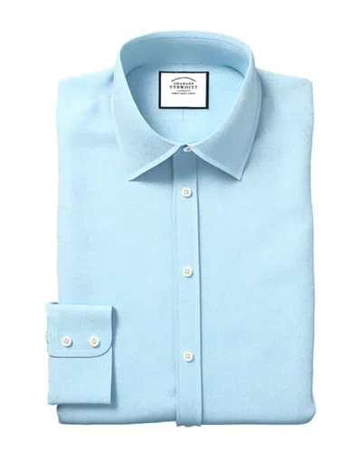 Charles Tyrwhitt Egyptian Herringbone Slim Fit Shirt In Blue