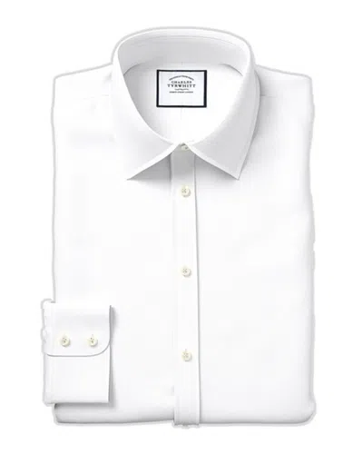 Charles Tyrwhitt Egyptian Lattice Extra Slim Fit Shirt In White