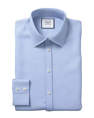 Charles Tyrwhitt Extra Slim Fit Egyptian Lattice Weave Shirt In Blue