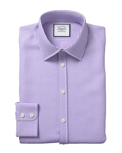 Charles Tyrwhitt Extra Slim Fit Poplin Gingham Shirt In Purple